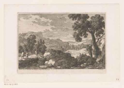 Hilly landscape with figures