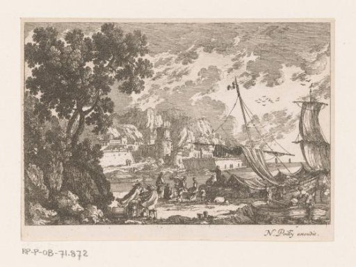 Landscape with travellers on a quay
