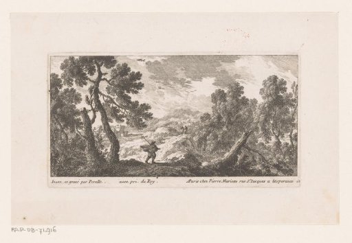 Landscape with a man with a fluttering cloak
