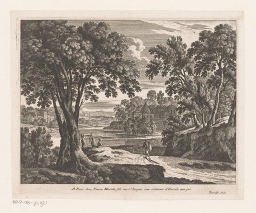 Landscape with a river and travelers