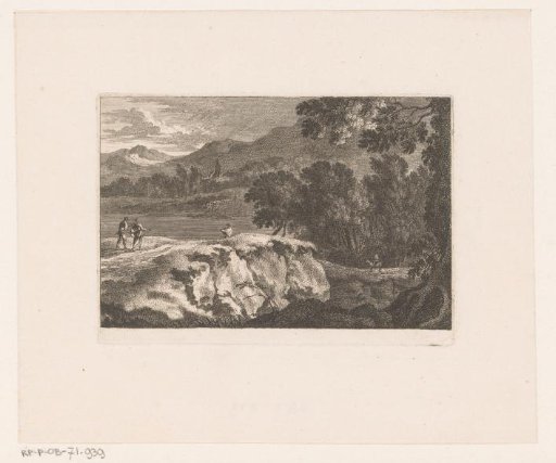 Landscape with figures on a path along a lake