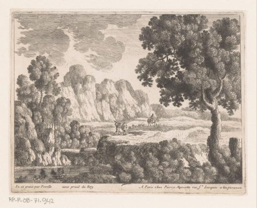 Plain in a hilly landscape with figures