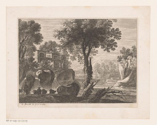 Landscape with shepherd and flock