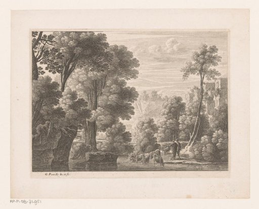 Landscape with drinking flock