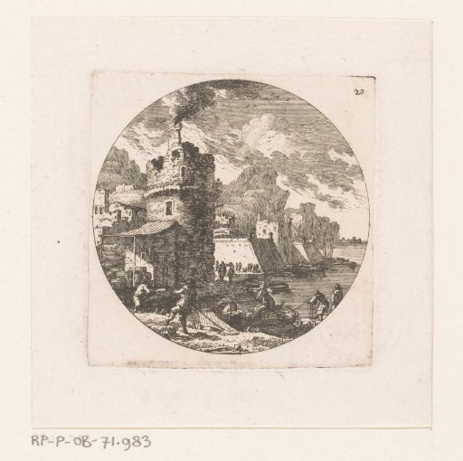 Fortress Town with a Tower on the Water