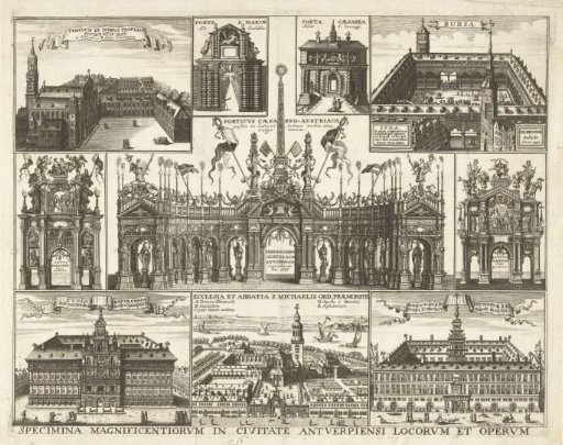 Sheet with ten depictions of the entry of Cardinal-Infant Ferdinand into Antwerp, 1635