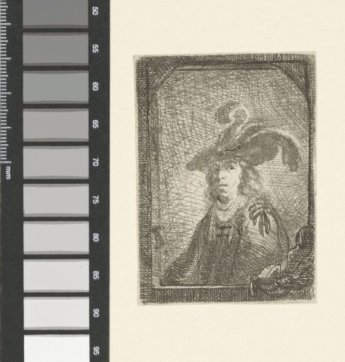 Bust of a young man with a feathered hat