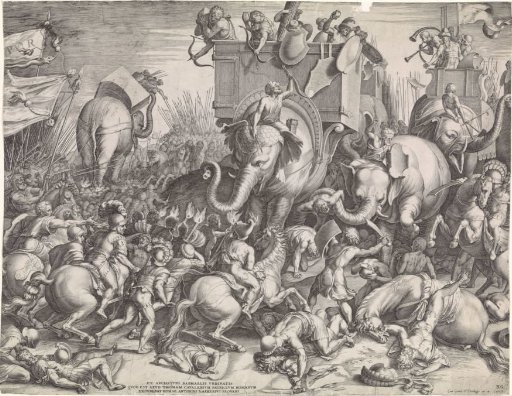 The Battle of Zama between Scipio and Hannibal