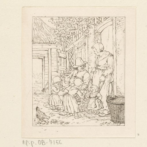 Family in front of a house