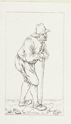 Man leaning on a staff