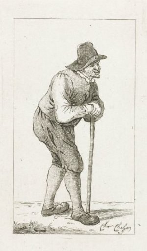 Man leaning on a staff