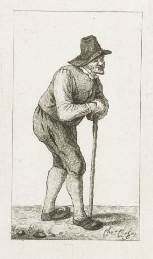 Man leaning on a staff