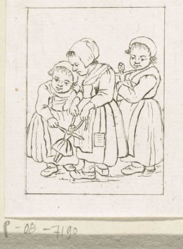 Three girls with dolls