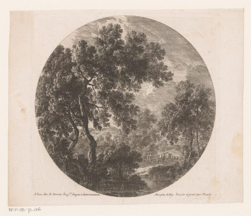 Forest Landscape with Two Men behind a Flock