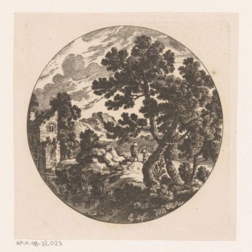 Landscape with rider and traveller
