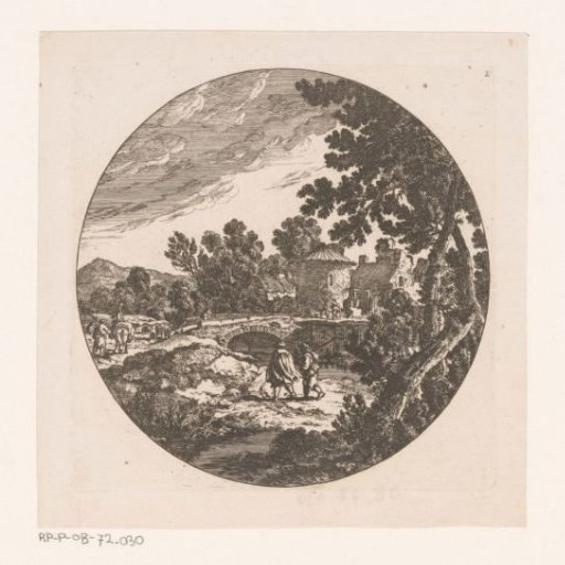 Landscape with figures and bridge