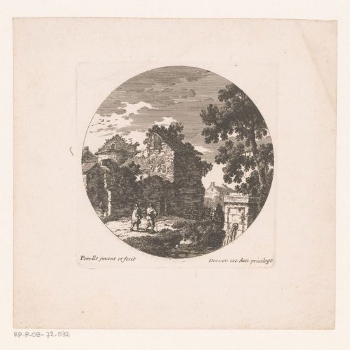 Travellers at the edge of a village