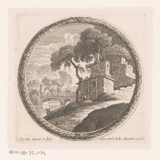 Landscape with house near bridge