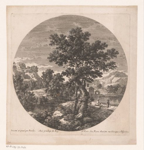 Landscape with two men by a lake