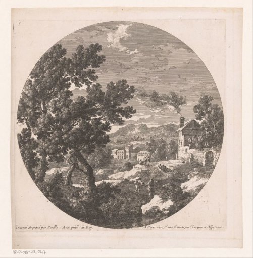 Landscape with shepherds at the edge of a village