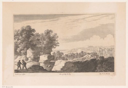 Landscape with bridge over a swiftly flowing river