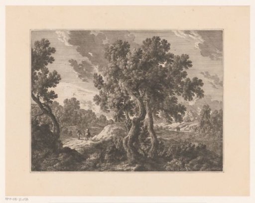 Landscape with figures on a path along the river