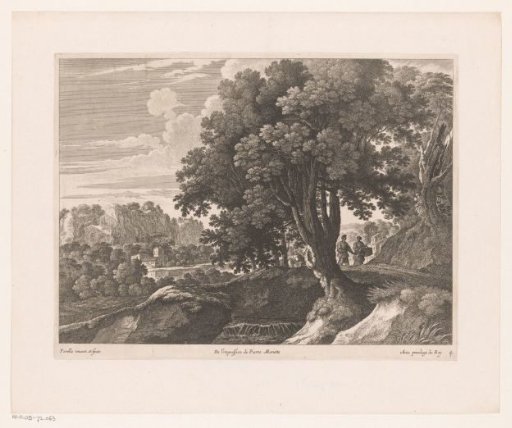 Landscape with walking man and woman