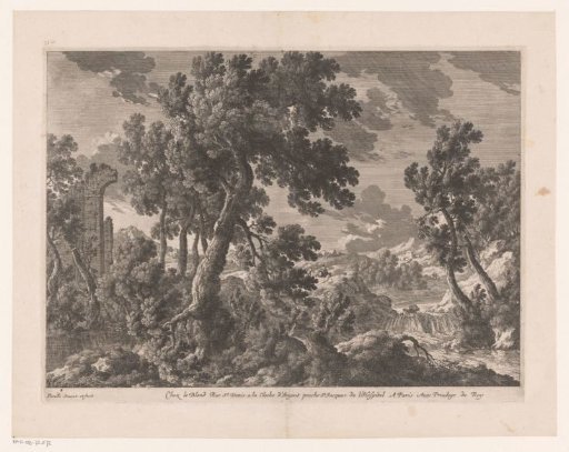 Landscape with ruin and cascade