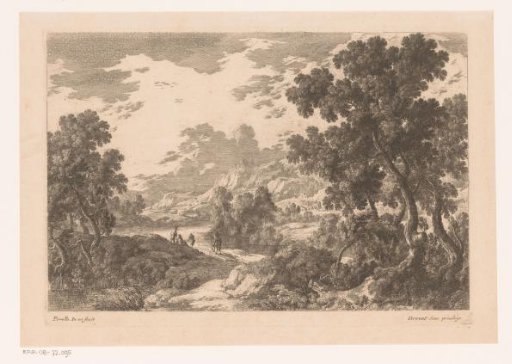 River landscape with four figures