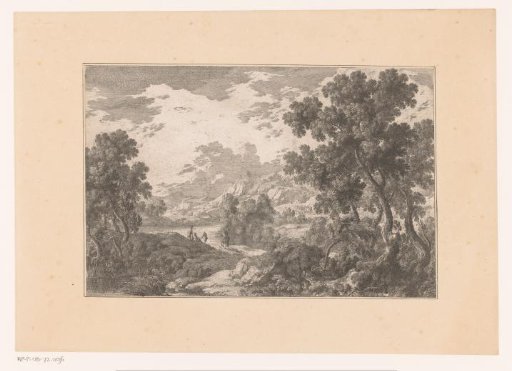 River landscape with four figures
