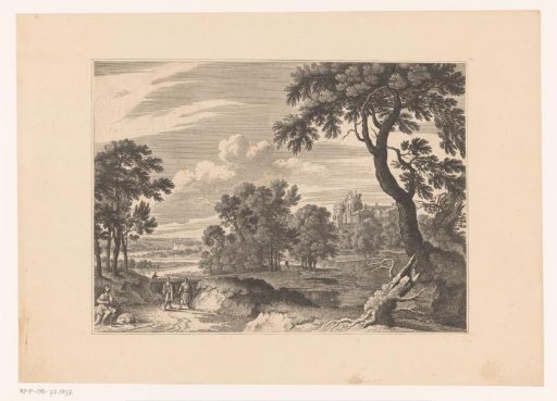Landscape with man with dog