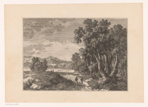 Walkers along forest edge