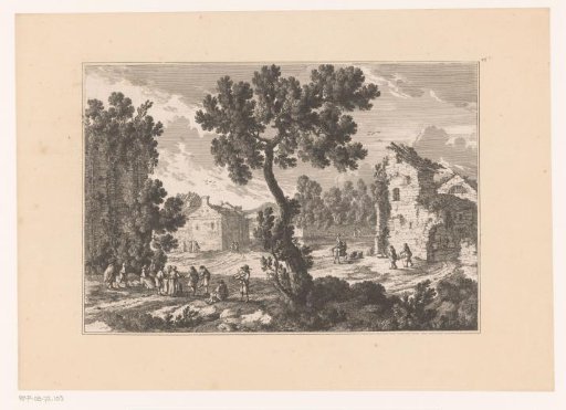 Village view with dancing people