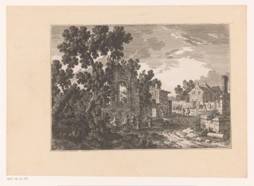 Village view with ruins
