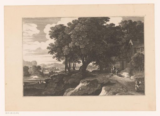 Landscape with shepherds before a house