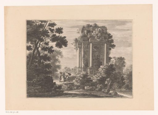 Landscape with Christ and two men before an antique ruin