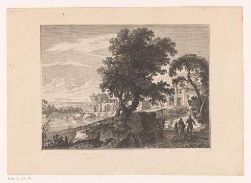Landscape with ruins on a river