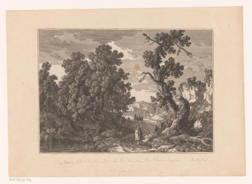 Landscape with farm cart and walker
