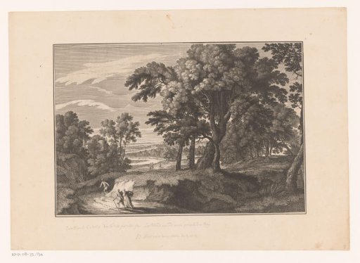 Landscape with walkers on a path
