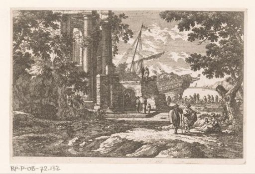 Landscape with ruins and a ship