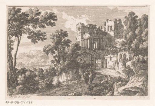 Landscape with four figures before a ruin