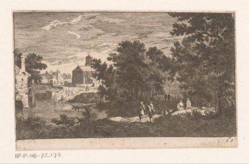 View of a village and watermill