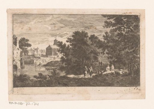 View of a village and watermill