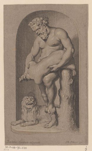 Statue of Bacchus with a recumbent lion