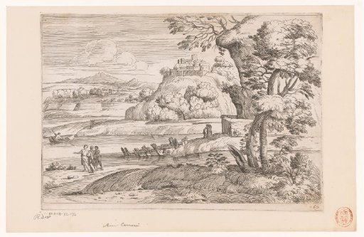 Landscape with a castle on a mountain