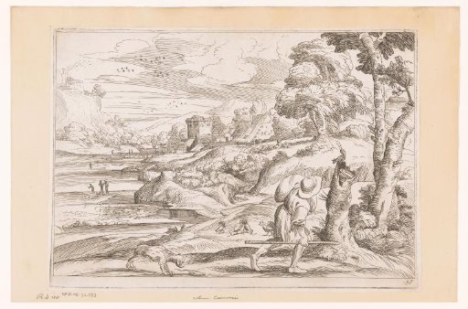 Landscape with a walker and a dog