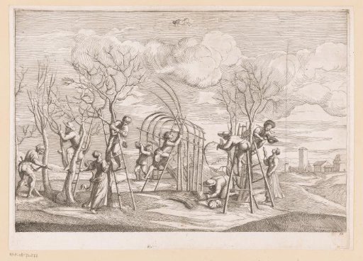 Men and women at work in a vineyard