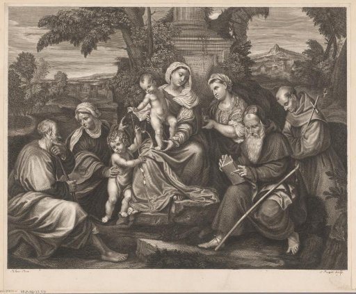 Holy Family surrounded by saints