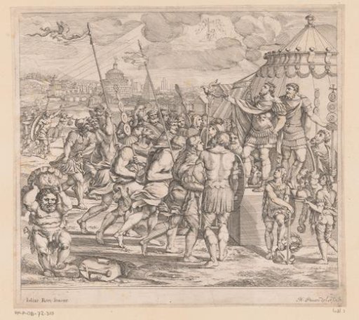 Constantine addresses his soldiers at the Milvian Bridge