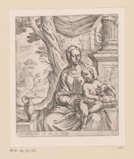 Mary with Child and a bowl of fruit